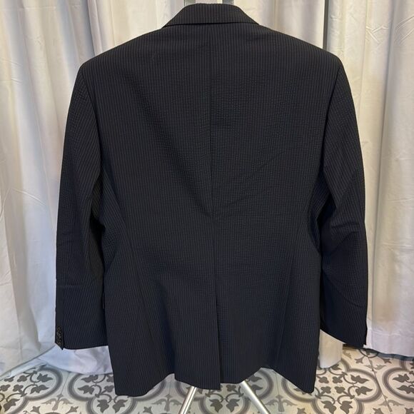 Hugo Boss Travel Seersucker Pin Stripe Stretch Blue Sports Jacket Size 40R C36 - Picture 8 of 12